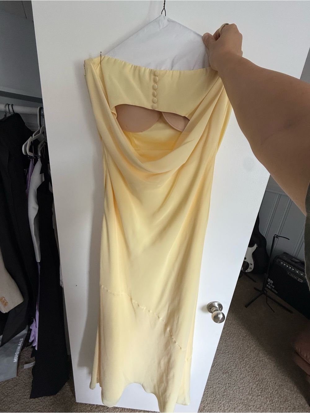 Revelry Leo Chiffon Dress Strapless pale yellow Evening Gown - Picture 6 of 6